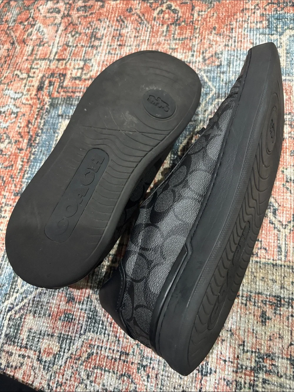 Coach Black Signature Canvas Low-Top Sneakers with Tonal C Pattern